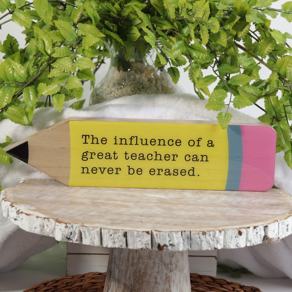 Wooden Pencil Teacher Desk Sign Influence Of A Teacher Quote Gift Decor